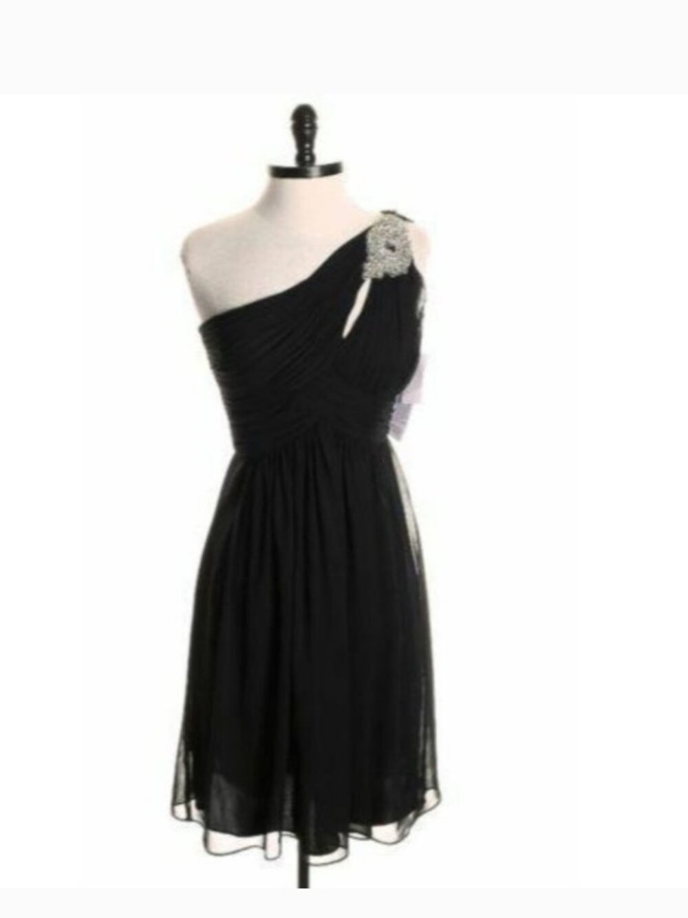 Calvin Klein Black One Shoulder Embellished Formal Evening Mini Dress